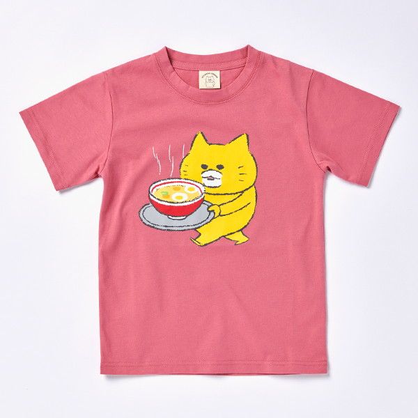 【ノラネコぐんだん】Tシャツ（ラーメン/ピンク）/130cm