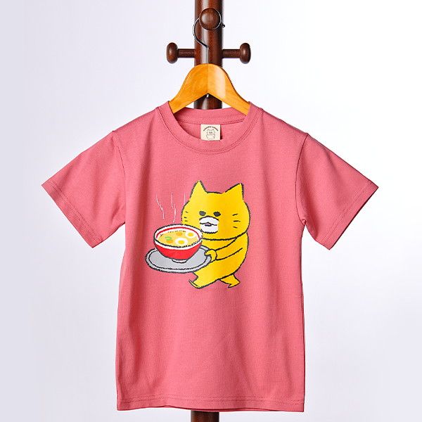 【ノラネコぐんだん】Tシャツ（ラーメン/ピンク）/130cm