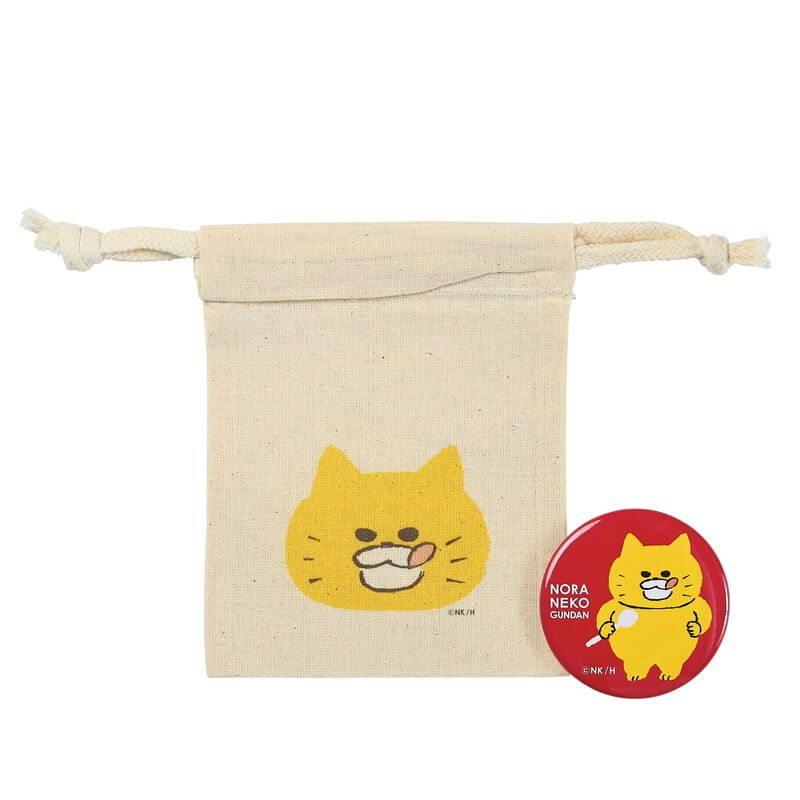 【ノラネコぐんだん】 缶バッジ入りミニ巾着　ペロリ
