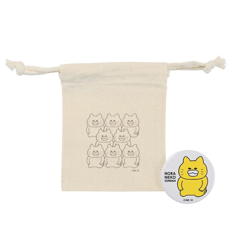 【ノラネコぐんだん】 缶バッジ入りミニ巾着　はんせい