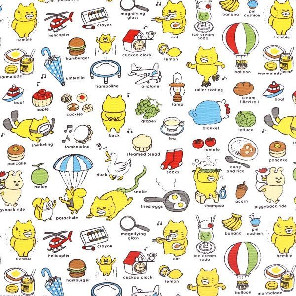 【ノラネコぐんだん】 ファブリック （50cmカットクロス/ノラネコABC/カラフル）