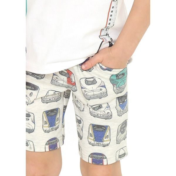 【でんしゃのずかん】スウェットショートパンツ（でんしゃのずかんパターン）/110cm