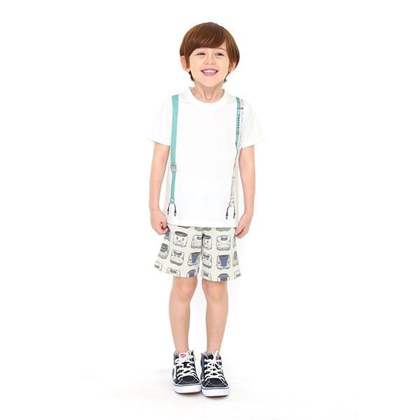 【でんしゃのずかん】スウェットショートパンツ（でんしゃのずかんパターン）/110cm