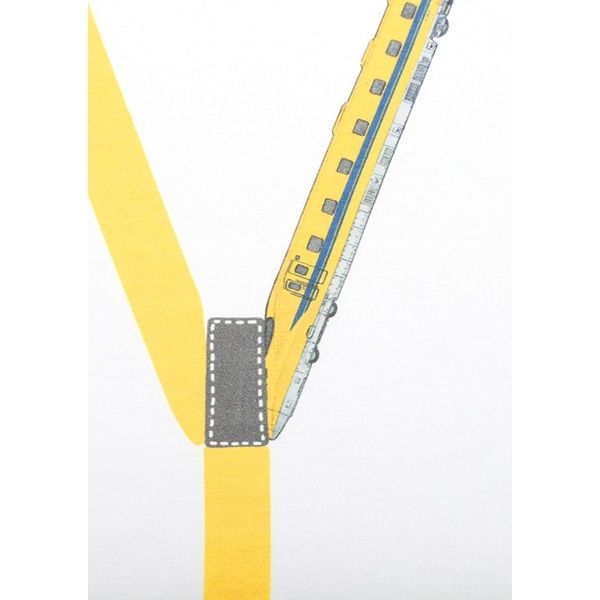 【でんしゃのずかん】キッズTシャツ（イエローサスペンダー）