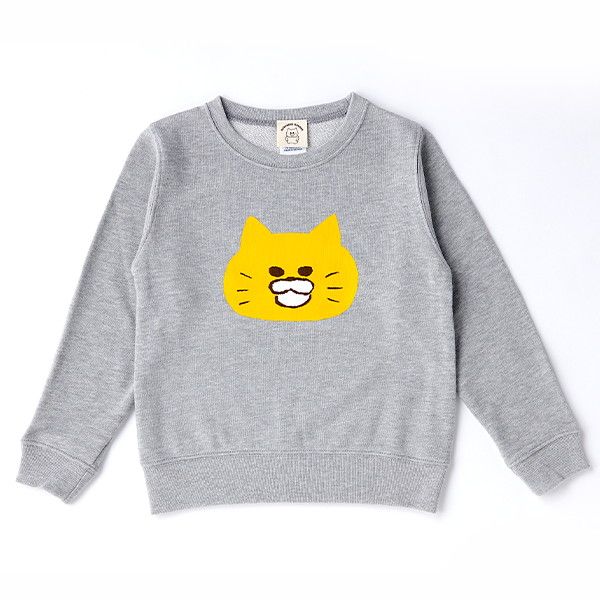 【ノラネコぐんだん】キッズトレーナー（かお/グレー）