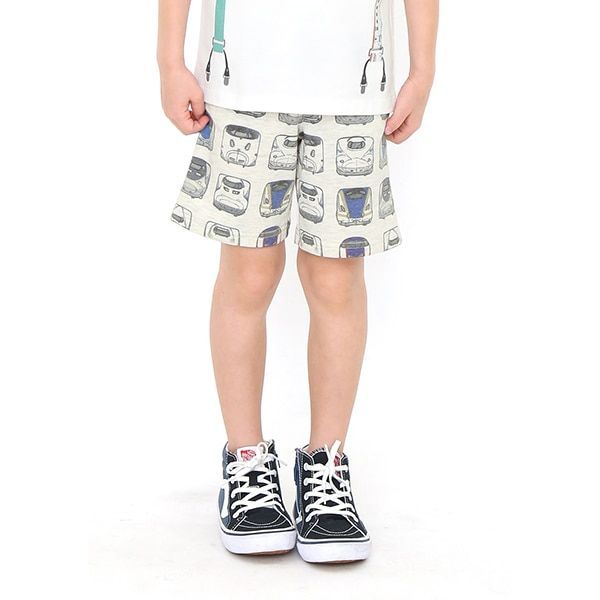 【でんしゃのずかん】スウェットショートパンツ（でんしゃのずかんパターン）