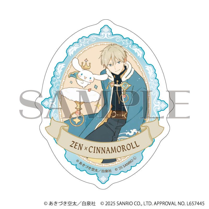 ダイカットスマホステッカー「赤髪の白雪姫×サンリオキャラクターズ」02/ゼン×シナモロール(コラボイラスト)