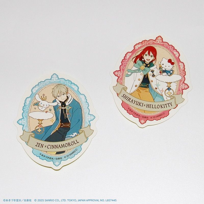 ダイカットスマホステッカー「赤髪の白雪姫×サンリオキャラクターズ」01/白雪×ハローキティ(コラボイラスト)